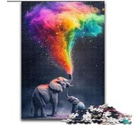 Rainbow Smoke Elephant Jigsaw Puzzles for Adults, Educational Stress Relief Toy for Is Ideal As A Gift for The Whole Family 26x38cm