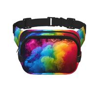 Rainbow Smoke Fanny Pack For Women Waterproof Adjustable Belt Bags Waist Pack Fashion Casual Crossbody Bags Bum Bag For Running Workout Hiking Traveling, Black, One Size