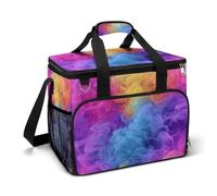 Rainbow Smoke Pattern Camping Cooler Bags Insulated Beach Cooler Portable Leak Proof Camping Cooler with Shoulder Strap