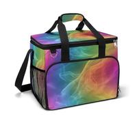 Rainbow Smoke Pattern Color Camping Cooler Bags Insulated Beach Cooler Portable Leak Proof Camping Cooler with Shoulder Strap