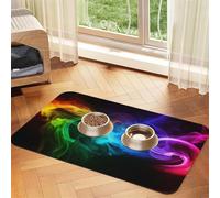 Rainbow Smoke Pet Feeding Mat 40x60cm, Absorbent Dog Mat for Food and Water Bowl, PU Leather Cat Food Mat Waterproof Dog Bowl Mats Quick Dry Pet Placemats-No Stains