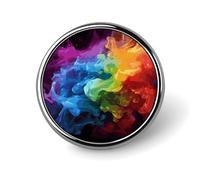 Rainbow Smoke Round Badge Personalized Metal Lapel Pin Badges Fit Clothing Bags Hat Humorous Printed Brooch Badge Party Decorations Accessories for Men Women