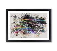 Rainbow Smoke Vol (1) Watercolour Framed Print | A2 Black Framed Wall Art | Ready to Hang | Modern Historical Picture | Living Room Bedroom Lounge Office
