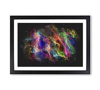 Rainbow Smoke Vol (4) Paint Splash Framed Print | A2 Black Framed Wall Art | Ready to Hang | Modern Nature Picture | Living Room Bedroom Lounge Office