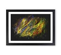 Rainbow Smoke Vol (7) Paint Splash Framed Print | A2 Black Framed Wall Art | Ready to Hang | Modern Nature Picture | Living Room Bedroom Lounge Office
