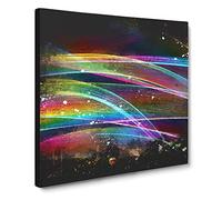Rainbow Smoke Vol No.1 Paint Splash Canvas Print | Gallery Wrapped 30mm Frame Wall Art | 14x14 inches | Ready to Hang | Modern Rainbow Picture | Living Room Bedroom Lounge Office