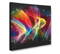 Rainbow Smoke Vol No.2 Paint Splash Canvas Print | Gallery Wrapped 30mm Frame Wall Art | 14x14 inches | Ready to Hang | Modern Rainbow Picture | Living Room Bedroom Lounge Office
