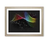 Rainbow Smoke Vol No.3 Paint Splash Modern Art Framed Wall Art Print, Ready to Hang Picture for Living Room Bedroom Home Office Décor, Oak A3 (46 x 34 cm)