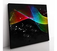 Rainbow Smoke Vol No.3 Paint Splash Modern Canvas Wall Art Print Ready to Hang, Framed Picture for Living Room Bedroom Home Office Décor, 50x50 cm (20x20 Inch)