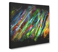 Rainbow Smoke Vol No.5 Paint Splash Canvas Print | Gallery Wrapped 30mm Frame Wall Art | 14x14 inches | Ready to Hang | Modern Rainbow Picture | Living Room Bedroom Lounge Office