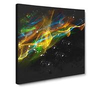 Rainbow Smoke Vol No.6 Paint Splash Modern Canvas Wall Art Print Ready to Hang, Framed Picture for Living Room Bedroom Home Office Décor, 14x14 Inch (35x35 cm)