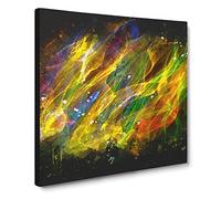 Rainbow Smoke Vol No.7 Paint Splash Canvas Print | Gallery Wrapped 30mm Frame Wall Art | 14x14 inches | Ready to Hang | Modern Rainbow Picture | Living Room Bedroom Lounge Office