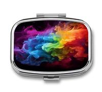 Rainbow Smoke Weekly AM/PM Pill Organizer.Waterproof Portable Compact Travel Pill Organizers.Small Pill Box for Medicine Holder for Vitamins Medication.
