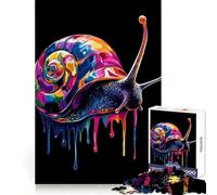 Rainbow Snail Drip Art 1000 Piece Jigsaw Puzzles for Teenagers Jigsaw Clear Logic Toy Peaceful Time Perfect Cut Santa Wish List (50x75cm)