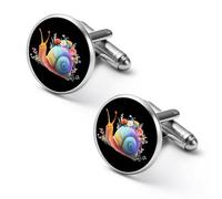 Rainbow Snail Fashion Cufflinks for Men Classic Shirts Cuff Links Set for Wedding Business 1.7cm