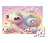 Rainbow Snail Jigsaw Puzzle Pastel Fantasy 1000 Pieces Recycled Paper Adults Jigsaws Impossible Difficult Challenge Decompression Home Fun Gift 70x50cm/1000pcs