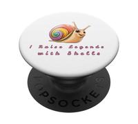 Rainbow Snail Lover Gift - I Raise Legends with Shells PopSockets Adhesive PopGrip