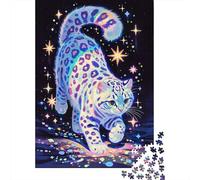 Rainbow Snow Leopard in Starry Night Jigsaw Puzzle for Adults, 1000 Pieces, 38x26cm/1000pcs, Quiet Home Activity, Weekend Downtime And Quiet Weekends