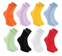 Rainbow Socks - 8 pairs of DIABETIC Elastic Cotton Socks for SWOLLEN FEET, Colorful Mix M
