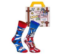 Rainbow Socks - American Socks In A Suitcase - For A Traveller, Tourist, Fan Of The USA - 1 Pair