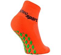 Rainbow Socks - Boy Girl Terry Sport Non Slip Ankle Socks - 1 Pair - Orange - Size 7-11