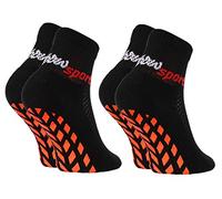 Rainbow Socks - Boy Girl Terry Sport Non Slip Ankle Socks - 2 Pairs - Black - Size 7-11