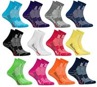 Rainbow Socks - Boys Girls Colourful Cotton Sneaker Sport Socks - 12 Pairs - Red Green Yellow Sea Blue Blue Navy Blue Pink White Black Gray Orange Purple - Size 11,5-2,5