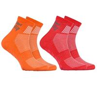 Rainbow Socks - Boys Girls Cotton Non Slip Grip ABS Sport Socks - 2 Pairs - Orange Red - Size Kids 7-11