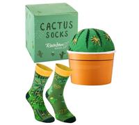 Rainbow Socks - Cactus in a pot - green cactus socks for women and men - funny gift for fans of cacti, succulents, green plants - gift for birthday, Mother’s Day, Christmas - Size 7,5-11