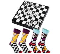 Rainbow Socks - Chess Socks Box - Gift For A Fan Of Chess, Chess Player - 2 Pairs Of Chess Socks - Chessboard And Chess Pieces - Size 12-14