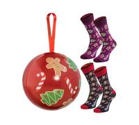 Rainbow Socks - Christmas Ball Socks Men Women - Red - 2 Pairs - Size 4-7