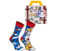 Rainbow Socks - French Socks In A Suitcase - For A Traveller, Fan Of France - 1 Pair In The Colours Of French Flag - Size 7,5-11