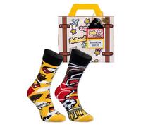 Rainbow Socks - German Socks In A Suitcase - For A Traveller, Tourist, Fan Of Germany, Germanist - 1 Pair In The Colours Of German Flag, Brandeburg Gate, Football, Sausage, Beer, Pretzel