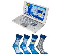 Rainbow Socks - Laptop Box Socks - Women Men Novelty Gift Socks for Programmers and IT Geeks - 2 Pairs - Size 4-7