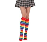 Rainbow Socks,Long Womens Stripe Medium Tube Copsplay Fashion Show Knee Length Cotton Stripy Patterned Stockings,Leg Warmers Thigh Highs Clothes,Colourful Pride Day Gifts Crazy Sock for Kids,Women