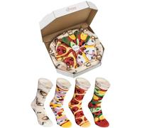 Rainbow Socks - Man Woman Pizza Socks Box Mix Capriciosa Pepperoni Wegetarian - 4 Pairs