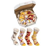 Rainbow Socks - Man Woman Pizza Socks Box Mix Hawaii Capriciosa Pepperoni - 4 Pairs - Size 7,5-11