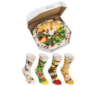 Rainbow Socks - Man Woman Pizza Socks Box Mix Italian Hawaii Wegetarian - 4 Pairs - Size 12-14