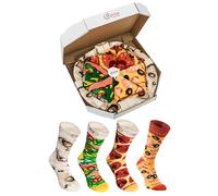 Rainbow Socks - Man Woman Pizza Socks Box Mix Seafood Italian Pepperoni - 4 Pairs