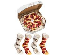 Rainbow Socks - Man Woman Pizza Socks Box Pepperoni - 4 Pairs - Size 12-14