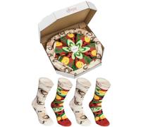 Rainbow Socks - Man Woman Pizza Socks Box Vegetarian - 4 Pairs - Size 4-7