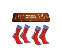 Rainbow Socks - Men Women DIY Set Novelty Socks - 2 Pairs - Hammer Screwdriver Saw Wrench - Size UK 7,5-11 EU 41-46