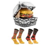 Rainbow Socks - Men Women Funny Burger Socks Box - 2 Pairs - Size UK 12-14 EU 47-50