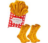 Rainbow Socks - Men Women Funny Chips French Fries Socks Box - 2 Pairs - Size 7,5-11