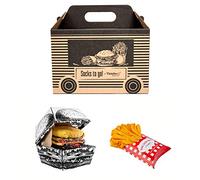 Rainbow Socks - Men Women Funny Socks To Go Gift - 4 Pairs - Burger Fries Bier - Size 12-14