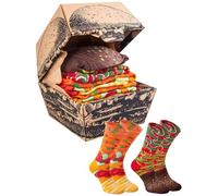 Rainbow Socks - Men Women Funny Vegan Burger Socks Box - 2 Pairs - Size 4-7