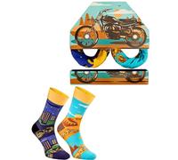Rainbow Socks- Men Women Motorcycle Socks Novelty Gift for Motorcycle Fan - 1 pair - Size UK 12-14 EU 47-50