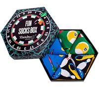 Rainbow Socks - Men Women Novelty Fun Socks Box Gift - 3 Pairs - Billard Bowling Dart - Size 4-7