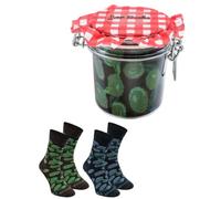 Rainbow Socks - Olives Socks in Jar - Funny Gift Idea - Green Black - 2 Pairs - Size 7,5-11