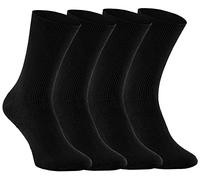 Rainbow Socks - Premium Women Men Diabetic Non-Binding Loose Socks - 4 Pairs - Black - Size 8,5-9,5
